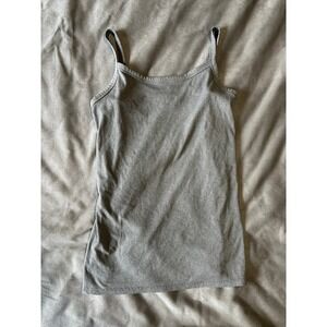 No Boundaries Grey Ribbed Camisole Tank Top Large 11-13 Scoop Neck Layering